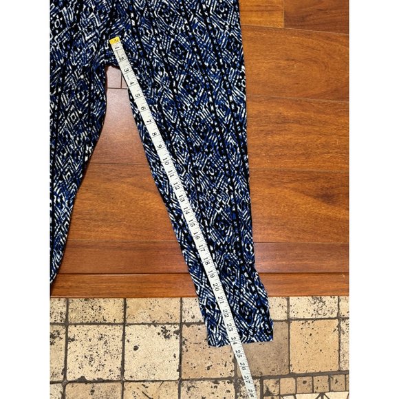 AMBIANCE Blue Tribal Design Elastic Waist Drawstring Strapless Jumpsuit Size L - Picture 11 of 12